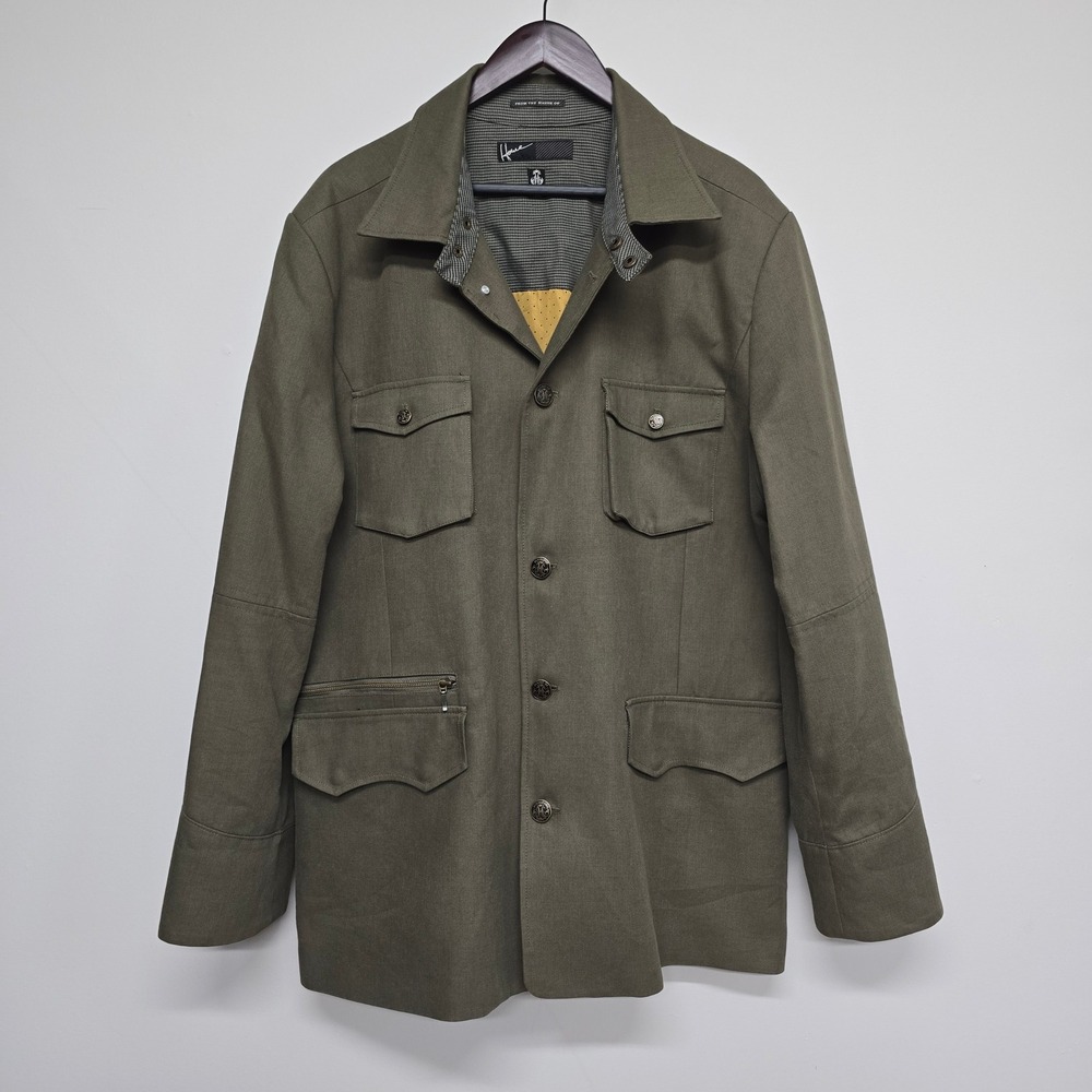 Hause of Howe Field Jacket Mens 46 Green Cotton Wool Blend Safari Western Coat